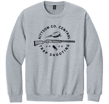 Load image into Gallery viewer, Gray sweatshirt with black graphic design on a white background