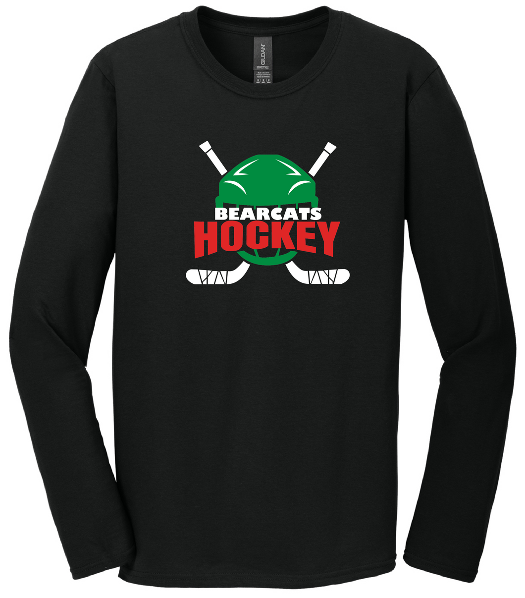 KCC Bearcats Hockey Helmet Gildan Long Sleeve Tshirt