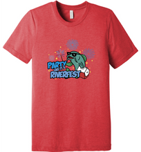 Load image into Gallery viewer, Red t-shirt with a graphic design on a white background