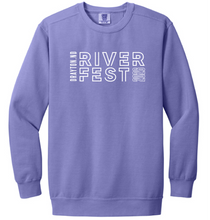 Load image into Gallery viewer, Purple sweatshirt with 'Dayton River Fest' text on a white background
