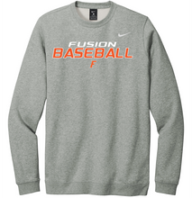 Load image into Gallery viewer, Gray sweatshirt with 'Fusion Baseball' text and Nike logo on a white background