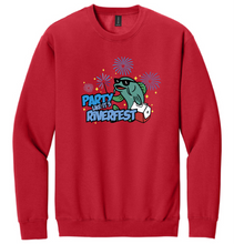 Load image into Gallery viewer, Red sweatshirt with a graphic design on a white background