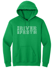 Load image into Gallery viewer, Green hoodie with 'River Fest' text on a white background