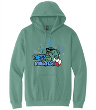 Load image into Gallery viewer, Green hoodie with a graphic design on a white background
