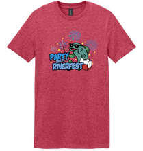 Load image into Gallery viewer, Red t-shirt with a graphic design of a frog and text on a white background