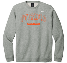Load image into Gallery viewer, Gray sweatshirt with 'Fusion Track &amp; Field' text on a white background