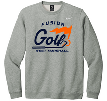 Load image into Gallery viewer, Gray sweatshirt with Fusion Golf West Marshall logo on a white background