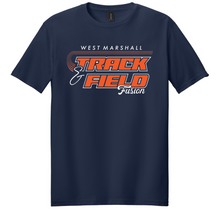 Load image into Gallery viewer, Navy blue t-shirt with 'West Marshall Track &amp; Field Fusion' text on a white background