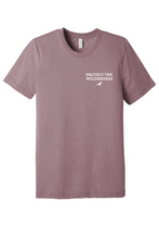Load image into Gallery viewer, Orchid -shirt with 'Protect the Wilderness' text on a white background