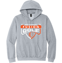 Load image into Gallery viewer, Gray hoodie with West Marshall Fusion Golf logo on a white background