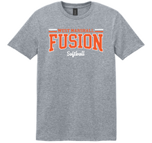Load image into Gallery viewer, Gray t-shirt with 'West Marshall Fusion Softball' text on a white background