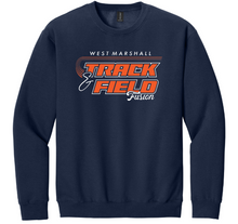 Load image into Gallery viewer, Navy blue sweatshirt with 'West Marshall Track &amp; Field Fusion' text on a white background