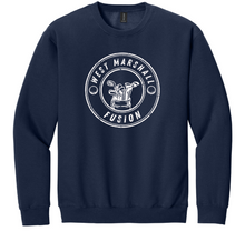 Load image into Gallery viewer, Navy blue sweatshirt with a white logo and text on a white background