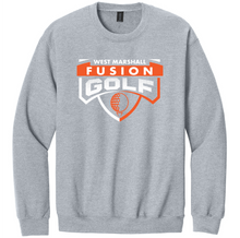 Load image into Gallery viewer, Gray sweatshirt with 'West Marshall Fusion Golf' logo on a white background