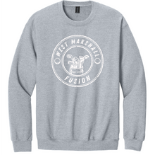 Load image into Gallery viewer, Gray sweatshirt with a white logo and text on a white background
