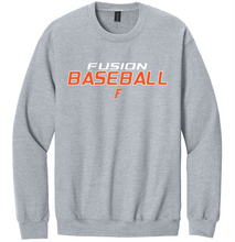 Load image into Gallery viewer, Gray sweatshirt with 'Fusion Baseball' text on a white background