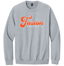Load image into Gallery viewer, Gray sweatshirt with 'Fusion Baseball' text on a white background